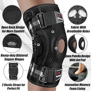 NEENCA Professional Knee Brace for Knee Pain, Adjustable Hinged Knee Support with Removable Side Stabilizers, Strong Stability for Joint Pain Relief, Arthritis, Meniscus Tear, ACL, PCL, Runner, Sports - Image 4