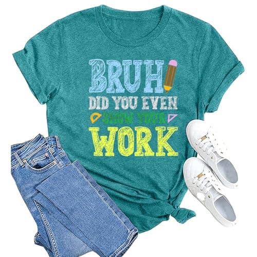 MAIHUN Math Teacher Shirt:Funny Math Teacher Shirts Women Teaching Tshirt Teacher Life Tee Top Cyan - Image 1