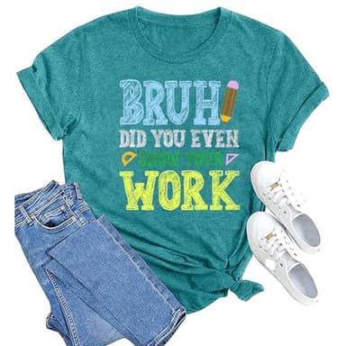 MAIHUN Math Teacher Shirt:Funny Math Teacher Shirts Women Teaching Tshirt Teacher Life Tee Top Cyan - Image 1