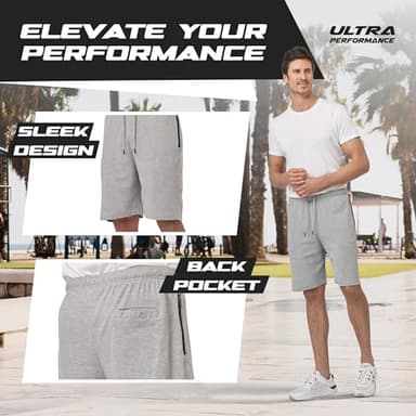 Ultra Performance 3 Pack Mens Shorts Casual Men's Athletic Short Workout Gym Shorts for Men with Zipper Pockets, Small - 5X - Image 4