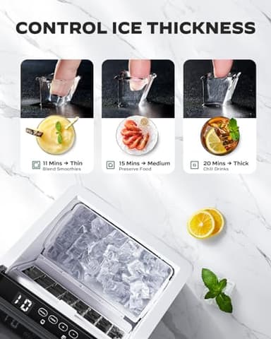 Silonn Ice Makers Countertop, 44lbs Per Day, 2 Ways to Add Water, Auto Self-Cleaning, Stainless Steel Ice Machine for Home Office Bar Party - Image 5