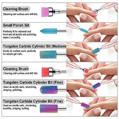 Cellentool 25Pcs Nail Drill Bits Set with Storage Box, 3/32 Inch Tungsten Ceramic Diamond Carbide Nail Drill Bits for Acrylic Gel Polish, Cuticle Efile Remover for Manicure Pedicure - Image 4