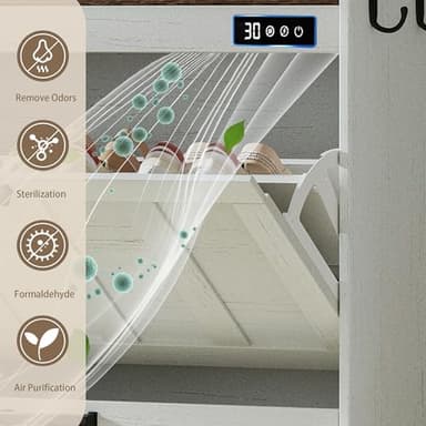 ChooChoo Shoe Storage Cabinet with 2 Flip Drawers, Deodorizing Shoe Organizer Storage for Entryway, Freestanding Hidden Slim Narrow Shoe Rack Cabinet, Antique White & Brown - Image 3