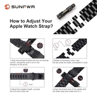 SUNFWR Compatible with Apple Watch Band 44mm 45mm 42mm 46mm 49mm for Men Women, Stainless Steel Metal iWatch Band for Apple Watch Series11/10/9/8/7/6/5/4/3/2/1/SE/SE2/SE3 Ultra3/2/1 (No case) - Image 4