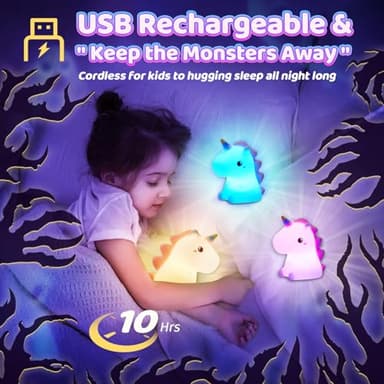 One Fire Unicorn Night Lights for Girls Bedroom,16 Colors Cute Night Light for Kids, LED Rechargeable Unicorn Lamp, Unicorns Gifts for Girls Night Light, Silicone Night Light Kids Cute Kawaii Stuff - Image 6