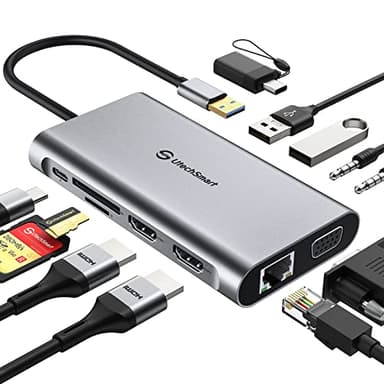 UtechSmart USB Docking Station, 11 IN 1 USB C Dock Triple Display, USB 3.0 Laptop Docking Station with Dual HDMI, VGA, PD, Ethernet, SD/TF, USB 3.0, Mic/Audio, Compatible for MacBook M1 Dell HP Lenovo - Image 1