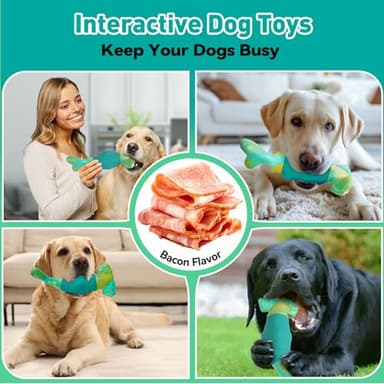 BIKIISEN Dog Toys for Aggressive Chewers, Interactive Dog Chew Toys for Large Dogs, Squeaky Chew Toys to Keep Them Busy, Tough Toys for Medium/Large Breed (Green) - Image 5