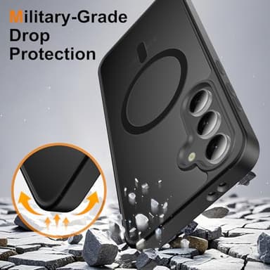 Ezanmull for Samsung Galaxy S24 FE Case Magnetic Shockproof, [Fit for MagSafe] [Glass Screen Protector + Camera Lens Protector] Translucent Anti-Fingerprint Case for Samsung Galaxy S24 FE (Black) - Image 4