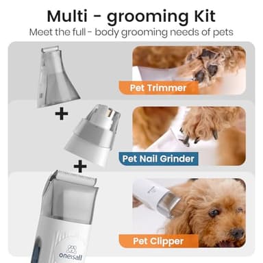oneisall Dog Grooming Vacuum, Pet Grooming Vacuum with Clipper Nail Grinder, 1.5L Dust Cup Dog deshedding Vacuum Brush with 7 Pet Grooming Tools for Shedding Pet Hair, Home Cleaning(Blue) - Image 5