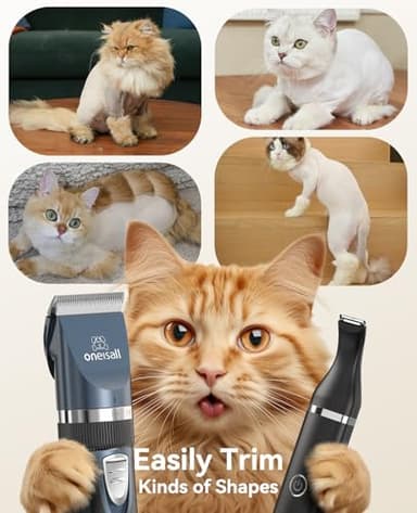 oneisall Cat Clippers and Paw Trimmer 3 in 1 Cat Grooming Kit,Cat Clippers for Matted Hair,Cordless Kitty Shaver for Matted Long Hair,2 Speed Pet Clippers - Image 6