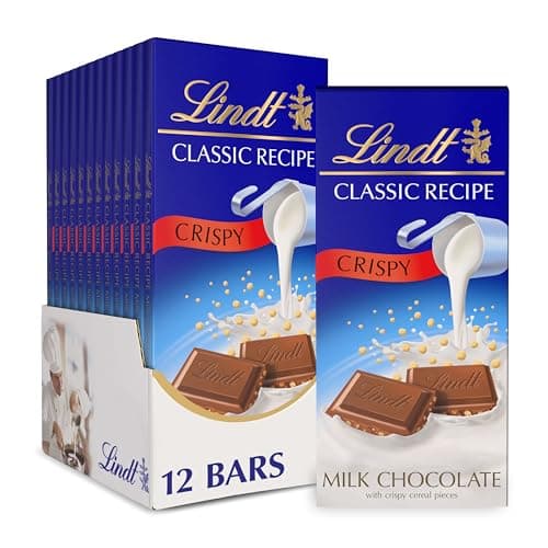 Lindt CLASSIC RECIPE Crispy Milk Chocolate Candy Bar, Milk Chocolate, 12 Pack, 4.4 oz. - Image 1