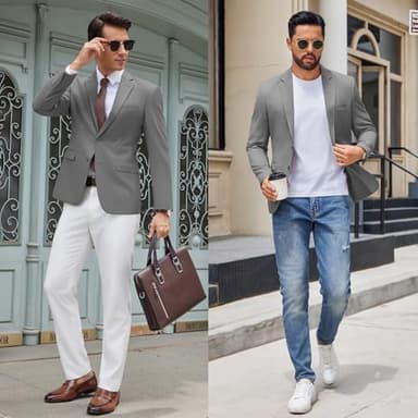 COOFANDY Casual Blazer for Men Regular Fit Sport Coats Lightweight Notch Lapel Suit Jacket Stretch Blazers Dark Grey - Image 4