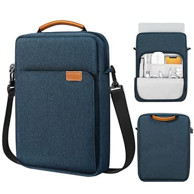 MoKo 13.3-14 Inch Laptop Sleeve Bag Fits Macbook Pro 13" M2 2022/Pro M1 Pro/M1 Max 14.2 2021, Macbook Air 13.6" M2 2022, Tab S8 Ultra 14.6", Handle Carrying Case with Shoulder Strap, Indigo - Image 1
