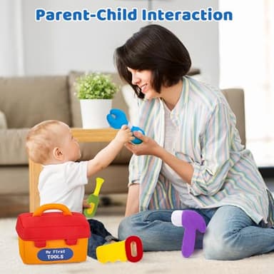 KMUYSL Baby Toys 6-12 Months, My First Tools Plush Toys -4 Pcs Sensory Playset Soft Toys with Squeaker Crinkle for 6-9-12 Months Newborn Infant, Birthday Christmas Gifts for Boys Girls - Image 6