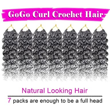 7 Packs GoGo Curl Crochet Hair 10 Inch Grey Short Curly Crochet Hair for Women Beach Curl Water Wave Deep Twist Crochet Braids Synthetic Braiding Hair Extensions (10 Inch, TGRAY) - Image 2