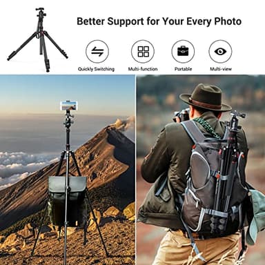SmallRig Camera Tripod, 71" Foldable Aluminum Tripod/Monopod, 360°Ball Head Detachable, Payload 33lb, Adjustable Height from 16" to 71" for Camera, Phone - Image 7