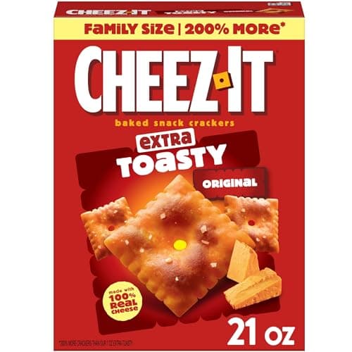 Cheez-It Cheese Crackers, Baked Snack Crackers, Lunch Snacks, Family Size, Extra Toasty, 21oz Box (1 Box) - Image 1