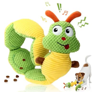 Gigwi Interactive Dog Puzzle Toys, Dog Snuffle Toy Treat Dispensing IQ Training, Cute Caterpillar Design Squeaky Plush Dog Toys Tug of War, Hide and Seek Dog Entertainment Toys for Boredom - Image 1