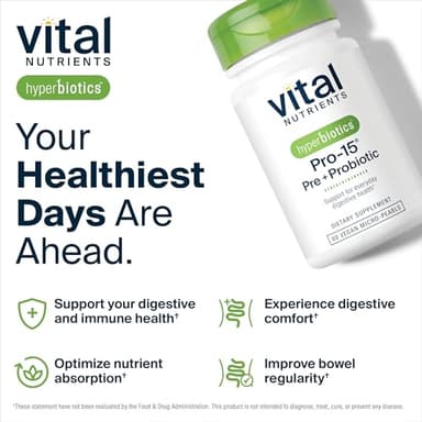 Hyperbiotics Vital Nutrients Pro-15 Prebiotics and Probiotics for Women and Men | 15 Science Backed Strains | Supports Occasional Constipation, Diarrhea, Gas & Bloating | 60 Vegan Time Release Pearls - Image 7