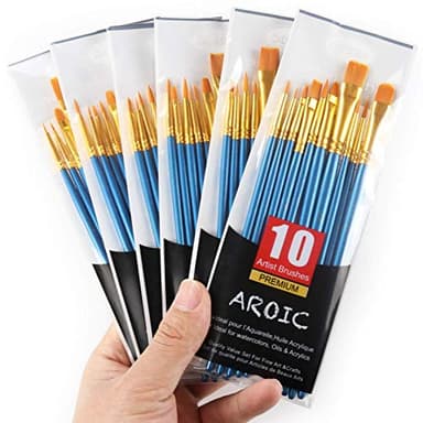 60 Pcs Acrylic Paint Brush Set, Oil & Watercolor - Professional Artist Brushes with Wooden Handle Nylon Hair Brushes - Bulk Art Supplies for Adults, Kids & Beginners - Image 4