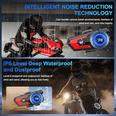 Khptop Motorcycle Helmet Bluetooth Headset,Sking Earphone,CVC Noise Cancellation Stereo Music Automatic answering,90 Hours Playing time High Sound Ultra-Thin Headset（Red） - Image 5