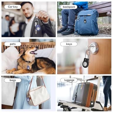 ebeatii Air tag Holder,(4 Pack) Air Tags Keychain with Secure Lock,Air Tags Case with Wire Cable for Apple Airtag,Anti-Lost Protective Case with Keyring for Luggage, Key, Pet, Bag, Black/Blue - Image 5