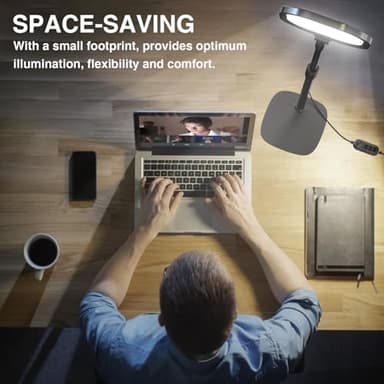 LitONES 2Pcs Desktop Video Conference Lighting for Zoom Meeting, Computer, Laptop, Work from Home with Nature Soft Light, Adjustable Brightness & Color Temp and Flexible Stand & Versatile Phone Holder - Image 8
