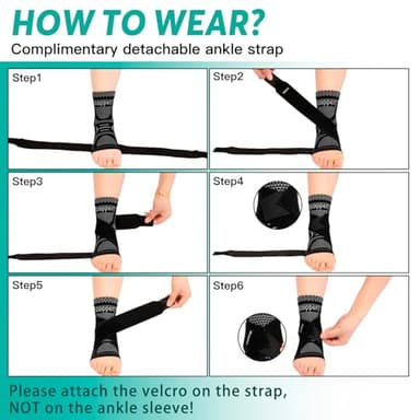 INDEEMAX Ankle Brace for Sprained Ankle Compression Sleeve, Copper Infused Ankle Support Brace for Women & Men, Plantar Fasciitis Relief Achilles Tendonitis, Sports Running, Silver Black, S - Image 7