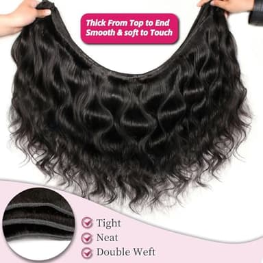 12A Human Hair Bundles 28 28 28 Inch Body Wave Bundles Human Hair 100% Unprocessed Brazilian Virgin Weave Bundles 3 Bundle Real Natural Black Wavy Human Hair Extensions 1B Bundles for Women - Image 4