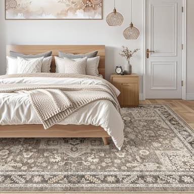 Vintage Living Room Area Rug 12x15 - Large Soft Washable Oriental Traditional Distressed Farmhouse Rugs for Bedroom - Indoor Floor Accent Carpet for Home Office House Decor - Brown - Image 6