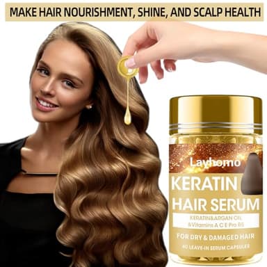 Keratin Hair Treatment Serum,Hair Oil Treatment for Dry Damaged Hair,Hair Oil Capsules with Keratin,Argan Oil-Leave-in Anti Frizz Conditioner with Vitamins A, C, E & B5- No Rinse for All Hair Types - Image 6