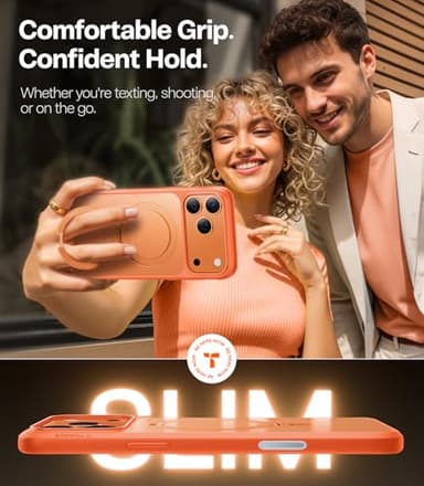 TORRAS for iPhone 17 Pro Max Case with Stand, Camera Control Button, Fit for MagSafe, Military Grade Protection, Translucent Slim Soft Edge Case for iPhone 17 Pro Max 6.9", Orange - Image 7