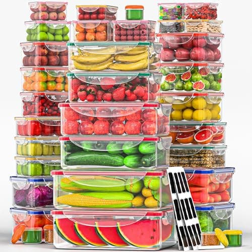 70 Pcs Large Food Storage Containers with Lids Airtight-2500ML to Small Box,Total 22812 ML Stackable Kitchen Bowls Set(35 Containers,35 Lids)-BPA Free Leak proof Plastic Boxes-Microwave safe - Image 1