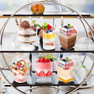 380 Pack Mini Dessert Cups with Spoons and lids, 3 and 5 oz Mini Clear Parfait Cups, Shooters Cups for Party, Round Yogurt Cups, Reusable Fruit Ice Cream Cake Pudding Cups - Image 4