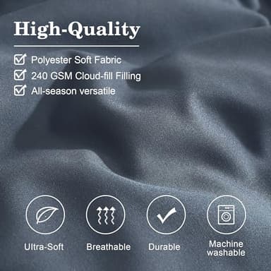 Monbix King Size Comforter Set - 7 Pieces Bed in a Bag King, Blue Gray Bedding Sets with Comforter, All Seasons Down Alternative Comforter Bed Set with Sheets, Pillowcases & Shams - Image 5