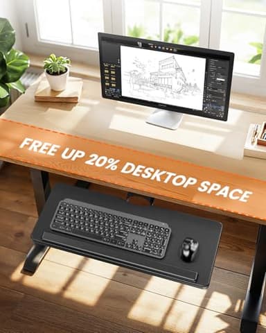 ErGear Keyboard Tray Under Desk, Height Adjustable Mouse & Keyboard Tray with Swivel & Tilt, Ergonomic Sliding KeyboardTray Slide Out for Typing, Black, 25"W x 9.8"D - Image 6