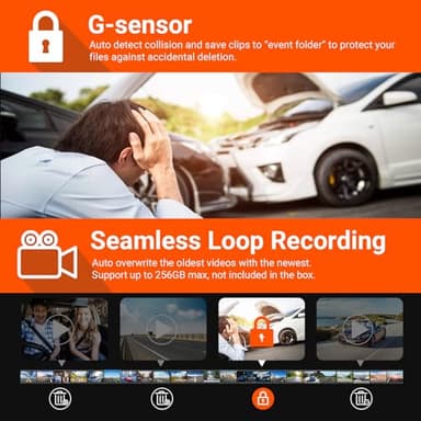 VANTRUE N4 3 Channel Dash Cam, 4K+1080P Dual Channel, 1440P+1440P+1080P Front Inside Rear Three Way Triple Car Dash Camera, IR Night Vision, Capacitor, 24 Hours Parking Mode, Support 256GB Max - Image 7