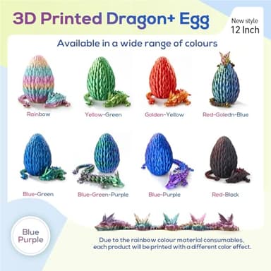 3D Printed Dragon Egg,Dragon Eggs with Dragon Inside,Surprise Dragon Egg Toy,12'' Full Articulated Crystal 3D Dragon,Cool Animals Dino Eggs for 5-7 4-6 8-12 Year Old Boys Kid Girls - Image 9