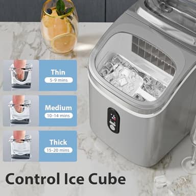 Electactic Countertop Ice Cube Maker Machine with External Water Tank,16Pcs/5Mins,34Lbs/Day,2 Ways to Add Water,Portable Compact Small Ice Maker with Self-Cleaning,Perfect for Home/Kitchen/Camping/RV - Image 4