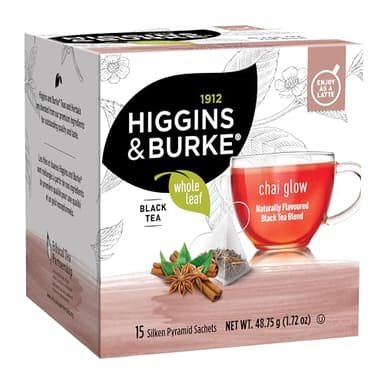 Higgins & Burke Chai Glow, Naturally Flavored Black Tea Blend, 15 Count (Pack of 6), 90 Total Tea Bags - Image 1