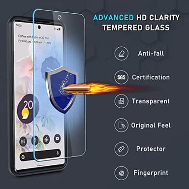 Janmitta for Google Pixel 6a Case with Screen Protector+Camera Lens Protector,Heavy Duty Shockproof Full Body Phone Cover,Built in Metal Ring Holder Kickstand,2022 Black Matte - Image 8