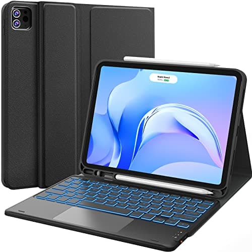 CHESONA for iPad Air 11 Inch Case with Keyboard M3/M2 (2025/2024), 7-Color Backlight, Multi-Touch Trackpad, 2 Wireless Channels, for iPad Pro 11 (4th/3rd/2nd/1st Gen) & iPad Air 5th & 4th Gen, Black - Image 1
