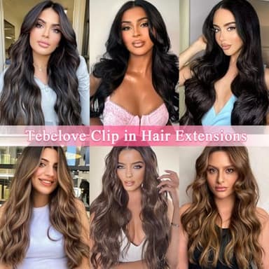 Tebelove Clip in Hair Extensions Real Human Hair 3.6oz/100g Clip ins 100% Brazilian Remy Human Hair Extension for Women 8pcs Per Set with 18 Clips Double Weft (16 Inch #1 Jet Black) - Image 6