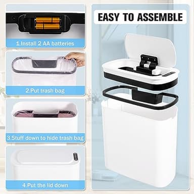 Cesun Motion Sensor Trash Can, 5 Gallon Automatic Bathroom Garbage Can with Lid, Touchless Smart Plastic Slim Wastebasket for Bathroom, Office, rv, Bedroom, Living Room, White - Image 6
