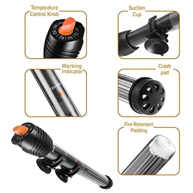 Orlushy Submersible Aquarium Heater,500W Fish Tahk Heater with Adjust Knob Thermostat 2 Suction Cups and Free Thermometer Suitable for Marine Saltwater and Freshwater (500W) - Image 3