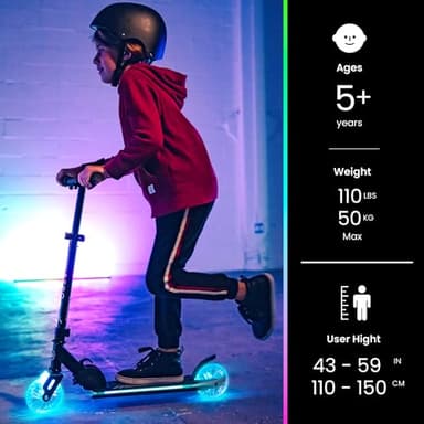 Aero Scooter for Kids 5-7 with Dynamic Lights | Boys Girls 2 Wheels Kick Scooter | Foldable & Height Adjustable, 110lbs Max - Image 5