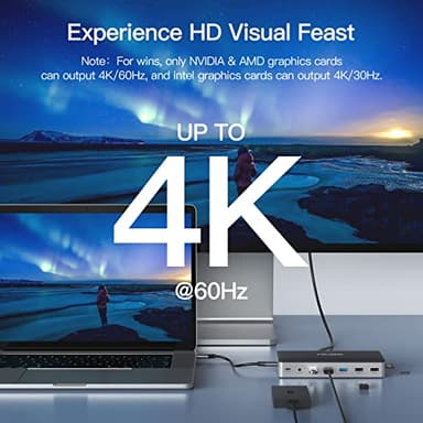 USB C Laptop Docking Station, 15 in 1 Dock with 4K Triple Display Multiport Adapter and 3 Monitors Compatible for Dell/Surface/HP/Lenovo (Dual HDMI, DP, VGA, USB Ports, RJ45, SD/TF, Mic/Audio, PD) - Image 6