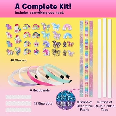 PURPLE LADYBUG Unicorn Headband Making Kit - Unicorn Crafts for Girls Ages 4-9, Birthday Gifts, DIY Hair Accessories Set, Great Summer Activity for Girls - Image 5