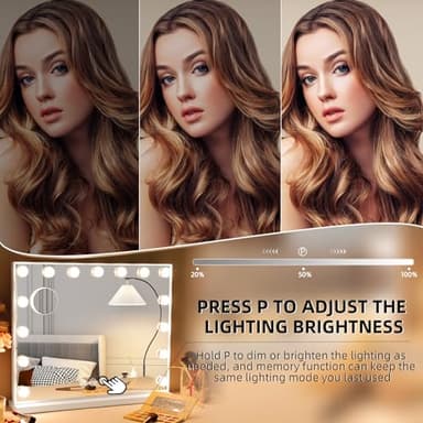 Hansong Vanity Mirror with Lights, 22''x18'' Hollywood Mirror, Makeup Mirror with 15 Dimmable Bulbs, 10X Magnification and USB Charging Port, White - Image 5