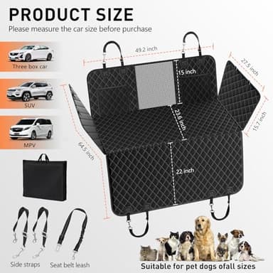 YLKU Dog car seat Cover for Back seat 2025 Upgraded 100% Waterproof and Scratch Resistant Rear Seat Hard Bottom Extension - Dog Car Seat Holds Up to 400 lb Pet for Cars, Trucks and SUVs (Black) - Image 7